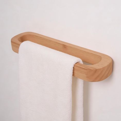 Rangement Serviette Salle de Bain, Porte Serviettes Bois en Bambou, Barre Murale d’Accrochage, Support pour WC, Cuisine, Lavabo, Meuble, Petites Serviettes, Gants de Toilette et Torchons, d’Espace (1/5)