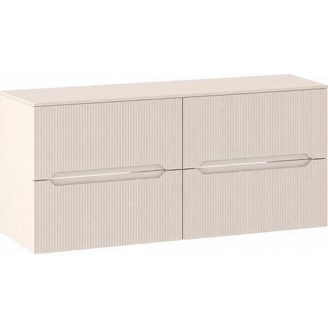 Meuble sous vasque suspendu avec plan L.120 cm cachemire mat façade rainurée NOVO Furnidea (1/5)