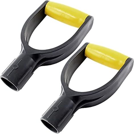 Jiozermi Lot de 2 poignées en D pour pelle en plastique, diamètre intérieur de 32 mm, poignée de pelle pour creuser des outils de ratissage, jaune (1/5)