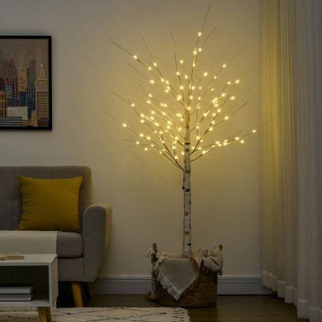 Árbol de Navidad con luces LED, luz blanca cálida, 96 LED, 180 cm, decoración navideña, dormitorio, hogar, blanco. (1/5)