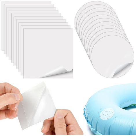 Kit de Réparation 20PCS TPU Imperméable Auto-Adhésif pour Piscine Gonflable – 10 Carrés 7x7cm + 10 Ronds 6cm – Convient pour Jouets, Matelas Pneumatiques, Piscines Flottantes (1/5)