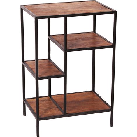 Etagère de rangement industrielle 50 cm en bois de manguier massif Pamela (1/4)