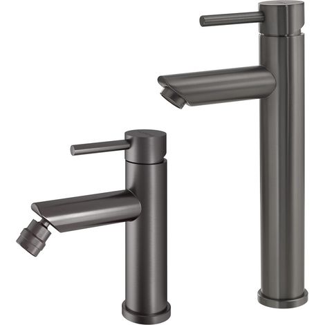 Set miscelatori lavabo alto e bidet in acciaio inox canna di fucile Garda di Gedy (1/5)