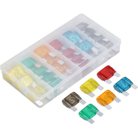 Lot de 24 fusibles automobiles lame alliage de zinc assortment 20A 30A 40A 50A 60A 70A coffret stockage véhicules (1/5)