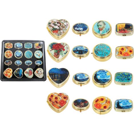 Set di 16 scatole portagioie con decorazioni di Vincent Van Gogh, ideali come regalo. (1/5)