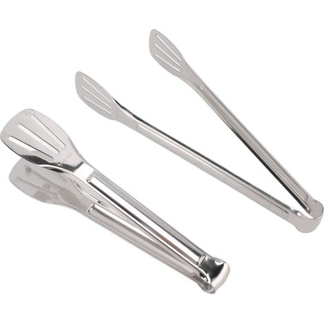 Pinces de cuisine en acier inoxydable de 23 et 28 cm, pinces à pain à trois rangées pour buffets et barbecues. (1/4)