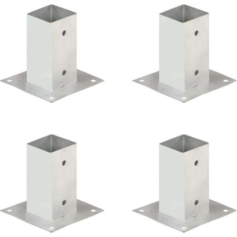 Supports de poteaux 71 mm, lot de 4, métal galvanisé, ancrages pour poteaux carrés, pour béton et bois, résistants à la rouille et stables (1/5)