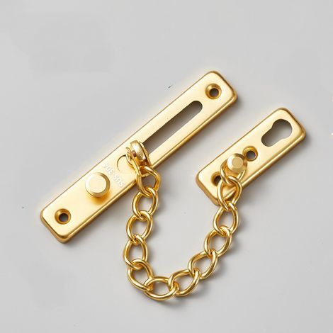 Chain door lock, chain door lock with safety spring, pressure-activated anti-theft latch, gold (1 piece) (1/5)
