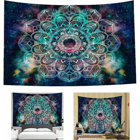 Mandala Tapisserie Murale Tapisserie en Polyester Rêves Colorés Pleins de Fleurs Mandalas Floraux Romantiques pour Chambre et Salon Mandala de Rêve Violet A (1/4)