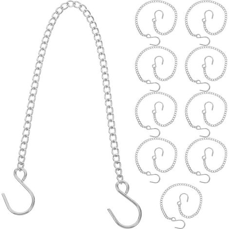 Lot de 10 chaînes de suspension pour mangeoires à oiseaux, supports multifonctionnels avec crochets pour décorations et panneaux d'affichage-30.00X2.00X1.00CM-Silver