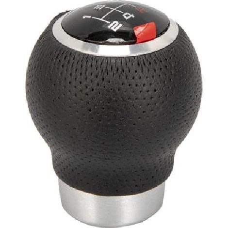 Pommeau Cuir Noir Rond Bague Marche Ar + 3 Pastilles De Vitesses