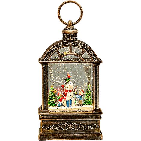 Weihnachtslaterne mit Schneekugel und Musik, batteriebetrieben, wirbelndem Wasser und Glitzer, beleuchtet, für die Heimdekoration, Schneemann (1/2)