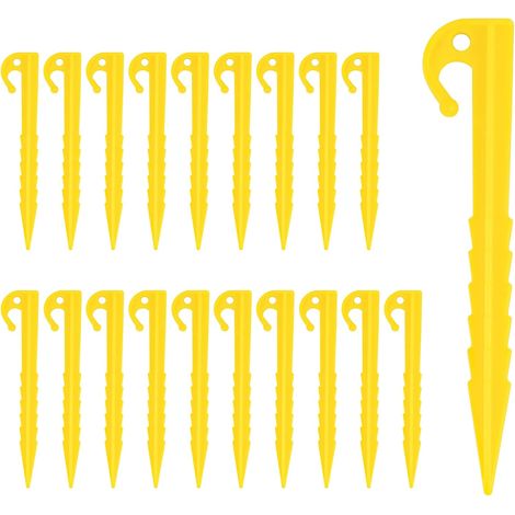 20 Pièces Piquets de Tente en Plastique, 14.5cm Clous Tente Plastique, Sardine Tente Camping Résistant, Piquets de Fixation Sol Crochet, Piquets de Tente pour Tentes Camping Auvent Jardin (1/5)
