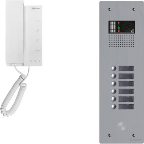 Golmar – Kit interphone 6 combinés – Alimentation 230V – Montage encastré – Visiophone avec ajout Vigik en option