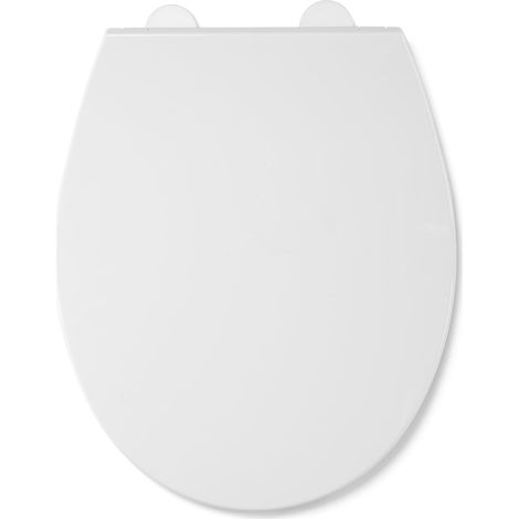Abattant WC ovale de qualité supérieure à fermeture amortie - Thermoplastique résistant avec charnières réglables, bouton de libération rapide pour un nettoyage facile, fixation supérieure (1/5)