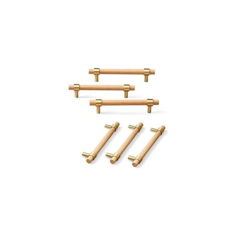 poignée de meuble en Bois, 6 pièce Poignée en bois-poignées de placard en bois poignée de meuble cuisine en bois Entraxe 96mm (1/5)