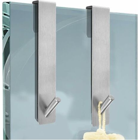 LaBlanc - Gancio per doccia, 2 pezzi, gancio per porta in vetro, gancio per doccia in acciaio inox, ganci per porta in vetro per appendere accappatoi (argento)