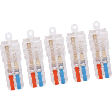 Lot de 5 connecteurs à levier et écrou pour câbles, 2 entrées, 2 sorties, 250 V, 32 A, en acier inoxydable et laiton, pour éclairage. (1/5)
