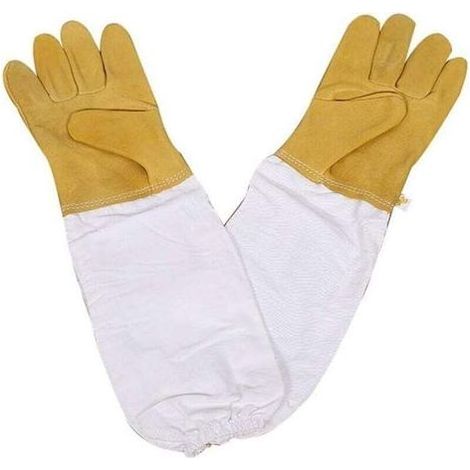 Gants d'apiculture (Jaune), Gants de Protection en Peau de Mouton Manches Longues Durable Parfait pour l'apiculteur débutant (1/4)