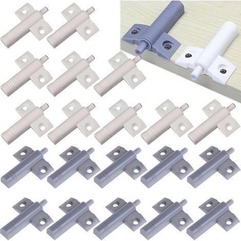 20 Pcs Cuisine Amortisseur de Porte Tampon Amortisseur Tiroir Matériau ABS Recyclable à Haute Résistance Réduisez le Bruit pour le Bureau/Armoires/Tiroirs et Portes (Blanc + Gris) (1/5)