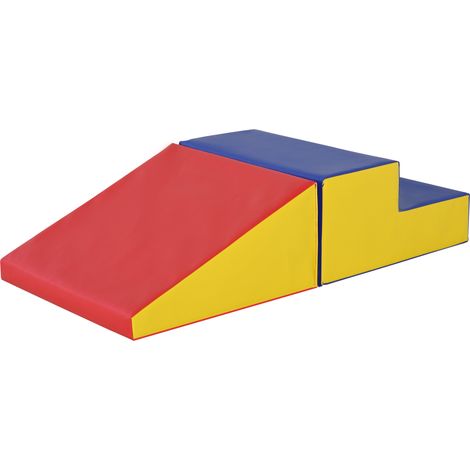 Parcours motricité bébé jouets d'escalade modulable 2 briques géantes en mousse 50 x 50 x 25 cm multicolore (1/5)