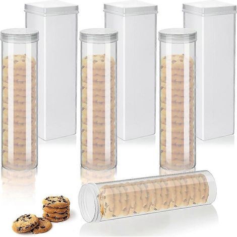 Lot de 6 boîtes de rangement en plastique pour crackers salés, rondes et carrées, pour une conservation optimale. (1/5)