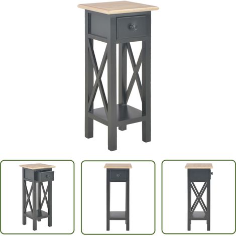 The Living Store Beistelltisch Schwarz 27 x 27 x 65,5 cm Holz - Holz Tisch - Beistelltisch - Nachttisch - Deko Regal - Wohnzimmerschmuck (1/5)