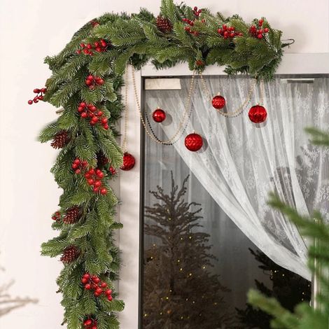 Guirlande De Noël Artificielle - Eucalyptus Et Pin - 200 Cm - Pour Décoration Intérieure Extérieure Mariage Fête Hivernale - 1 Pièce (1/5)