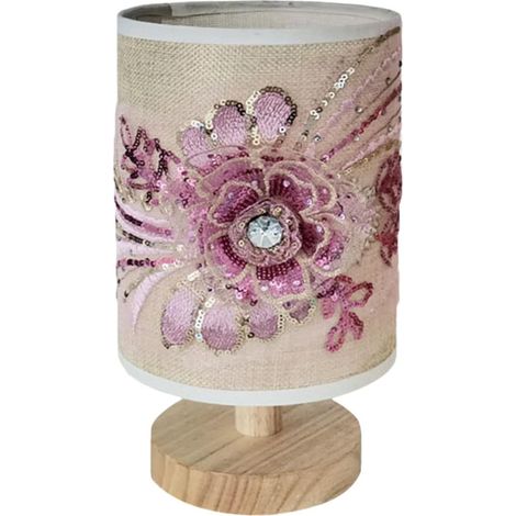 Lampe de Bureau USB en Tissu Fleurie, Table Rose (1/5)
