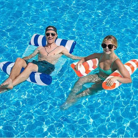 Bouee Piscine Adulte 2 Pièces,Matelas Gonflables pour Piscine,4 en 1 Flottant de Inclinable Flotteur Hamac,Hamac de Piscine (1/5)