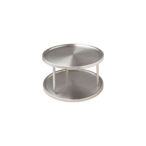 Ripiano girevole, 2 ripiani girevoli per riporre oggetti, organizzazione interna dell'armadio, acciaio inox spazzolato, 26,5x16x26,5 cm - Crezuo (1/4)