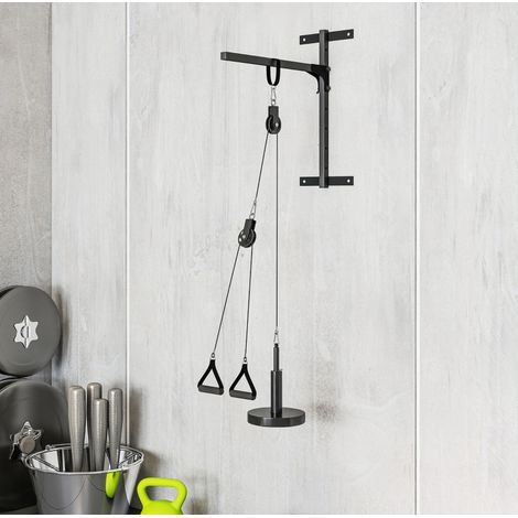 Kabelzug-Pulleysystem 50 x 20,5 x 10 cm aus schwarzem Stahl für Home-Gym – MEUBLIV (1/5)