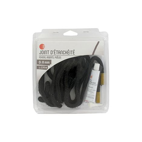 Guarnizione di tenuta per camini, insert e stufe (senza amianto) Ø: 8 - Lunghezza 2,50 m.
