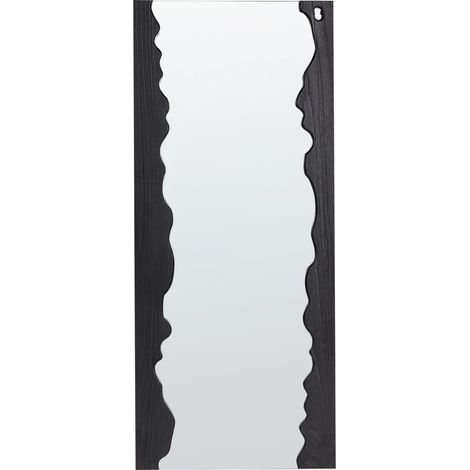 Specchio da parete moderno decorativo appeso 175 x 75 cm cornice in legno forma irregolare nero Saullcet