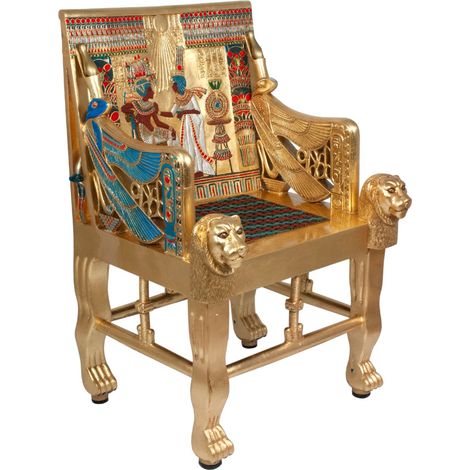 Signes Grimalt Silla De Suelo Muebles Silla Faraón Egitpo Oro Mueble Auxiliar Marrón 63x73x105cm 3593 (1/3)
