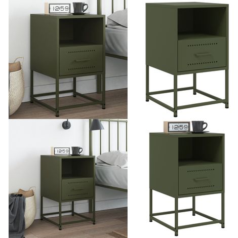 Mesita de noche acero verde oliva 36x39x60,5 cm - Acero - Diseño industrial