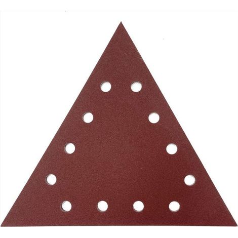 10 feuilles de papier de verre triangulaire multi-usages - Plaque de ponçage, bois et paroi sèche - 80 grit - 10 x 10 x 10,8 cm (1/4)