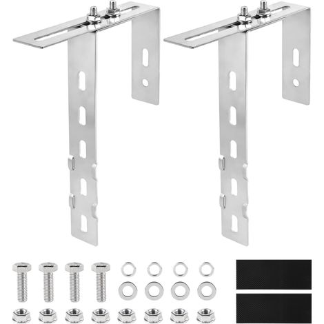 2x Crochets de fixation pour panneaux solaires, Support de balcon réglable 6–18 cm en acier inoxydable 304 Support avec vis pour balcon photovoltaïque, garde-corps carrés/ronds (sans perçage) (1/5)