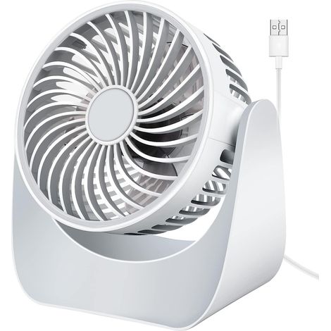 Ventilateur USB Silencieux, Mini Ventilateur Bureau 3 Vitesses, 360° Rotation Petit Ventilateur de Table Portable Performant pour Chambre Voiture Camping Exterieur (1/5)