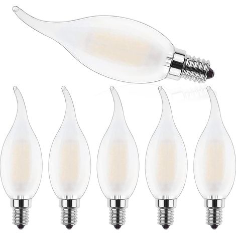 Lot de 6 ampoules LED E14 - En forme de bougie - 4 W - Pour lustres - Filament C35 - 2700 K - Blanc chaud - 4 W - Remplace 40 W - 400 lm - Intensité variable - Classe énergétique F [Classe énergétique (1/5)
