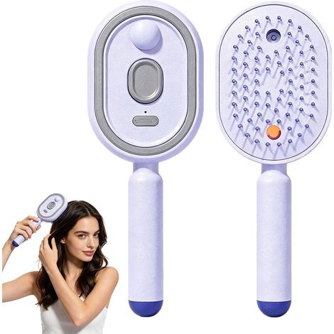 Peine de masaje con cojín de aire eléctrico con pulverizador y luz roja, cepillo vaporizador para el cabello, peinado alisador para cabello seco o húmedo con niebla fina (1/5)