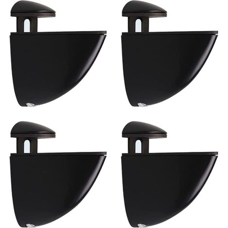GDHZS- Support D'étagère en Verre Réglable,4 Pièces Support Etagere Verre, Pince Verre Réglables en Alliage de Zinc Bois/Verre de 3 à 20 mm Épaisseur (Noir) (1/5)
