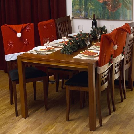Trade Shop - 4 X Coprisedia Natalizio Copri Schienale Sedie Decorazione Tavola Cenone Natale - (1/2)