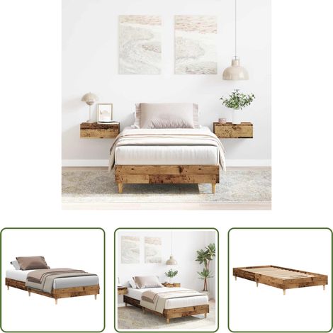 Holzbett - Bettgestell ohne Matratze Altholz-Optik 90x200cm Holzwerkstoff (1/5)