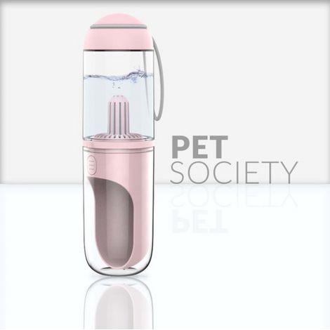 Hunde-Trinkflasche mit robustem Filter – 330 ml – BPA-frei – Rosa – 100 % auslaufsicher – Trinkflasche für erwachsene Hunde und Welpen – Ideal für Spaziergänge und Reisen – Perfektes Geschenk für Hund (1/5)