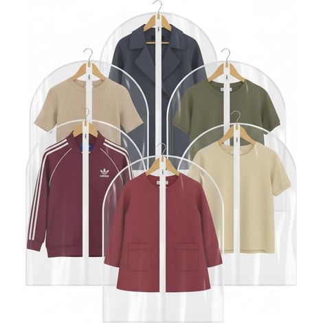 Bolsas de viaje transparentes para ropa - para colgar prendas y camisas - resistentes al polvo y la humedad - juego de 6 (80 cm)