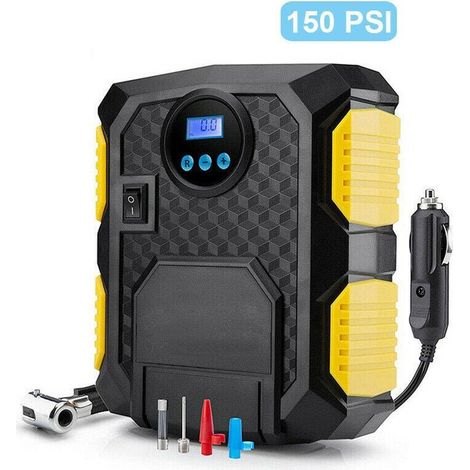 Bomba de aire inalámbrica para coche con iluminación de emergencia inteligente, negra.