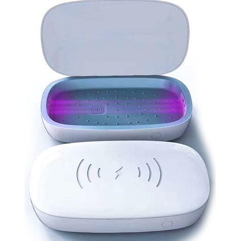 Scatola di Sterilizzazione Led UV Con Caricabatterie Wireless QI Veloce 10W Per Disinfezione Cellulari Smartphone Piccoli Oggetti Sterilizzatore Portatile (1/3)