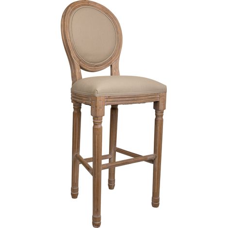 Taburete de madera tapizado marrón 48x42x76/121