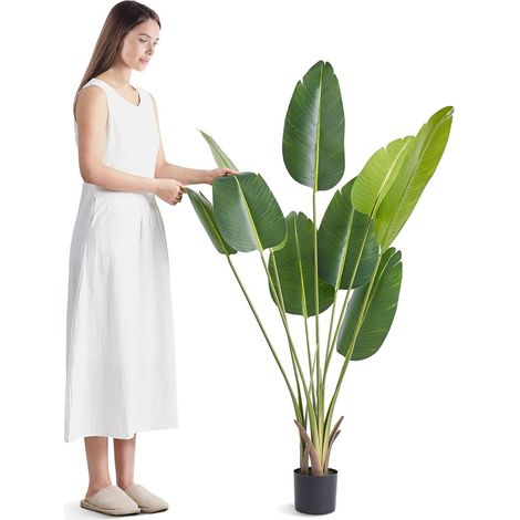 Arbre Artificiel Oiseau de Paradis 1,5m,Plante en PE,Anti-basculant,Décoration Intérieure et Extérieure,Simulacre de Verdure Réaliste (1/5)